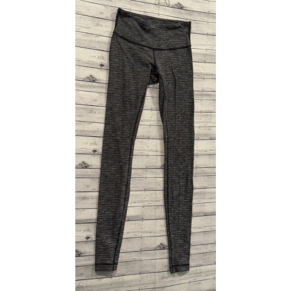 LULULEMON Womens Woven Leggings Sz 4 Black Gray High Waist Gym Yoga Workout - Picture 5 of 16